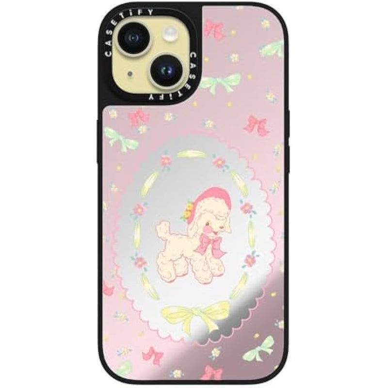 Casetify Mirror iPhone 15 Case 【Reflective / 4.9ft Drop Protection/Compatible with Magsafe】 - Fantasy Lamb - Silver on Black - Image 2
