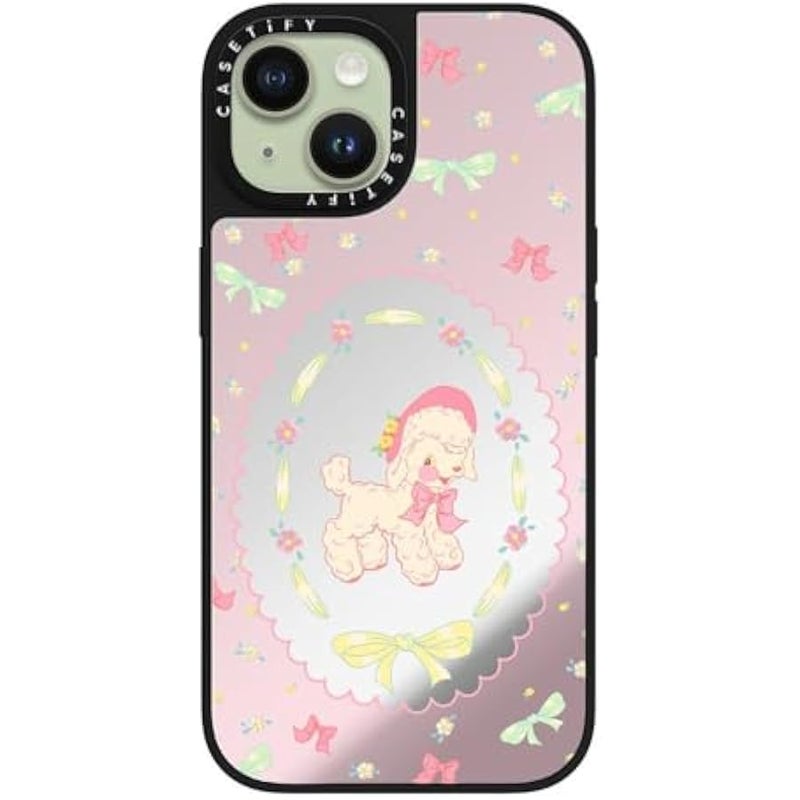 Casetify Mirror iPhone 15 Case 【Reflective / 4.9ft Drop Protection/Compatible with Magsafe】 - Fantasy Lamb - Silver on Black - Image 3