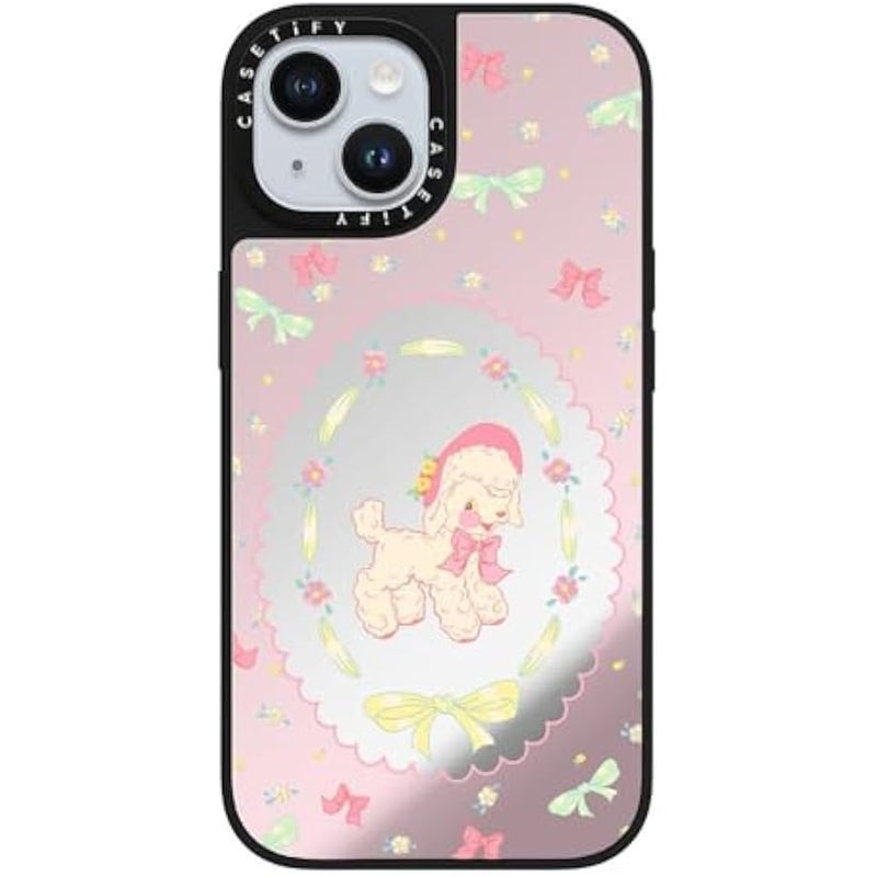 Casetify Mirror iPhone 15 Case 【Reflective / 4.9ft Drop Protection/Compatible with Magsafe】 - Fantasy Lamb - Silver on Black - Image 4