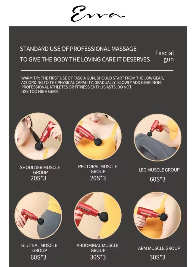 Evva Massage Gun Percussion Deep Tissues Muscle Massager Gun With 6 Speeds Massage Device Super Quiet Portable Electric Handheld Body Massager For Back Neck Pain Relief - Image 5