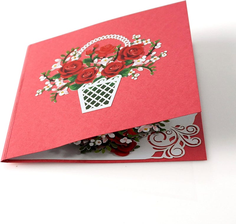 CUT POPUP.COM CUTPOPUP Birthday Card Pop Up, Mother's Day Card, 3D Greeting Card (Roses Vase) - Image 4