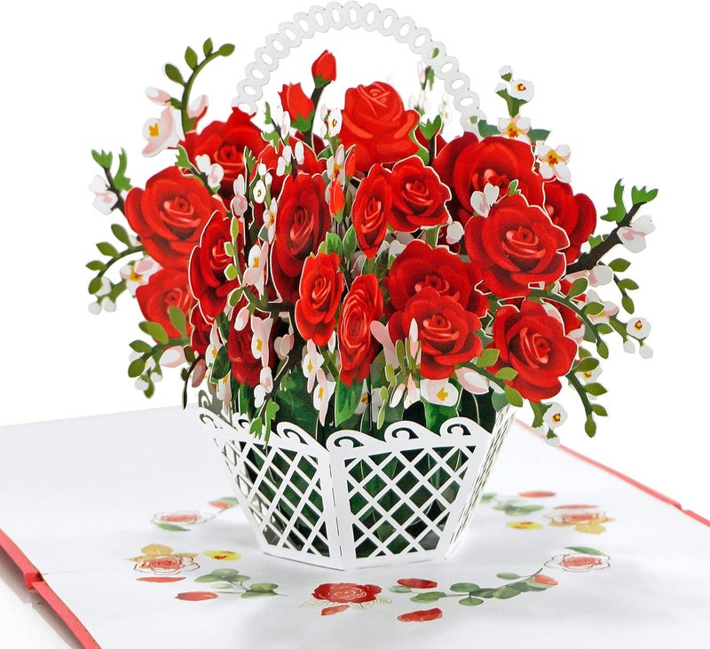 CUT POPUP.COM CUTPOPUP Birthday Card Pop Up, Mother's Day Card, 3D Greeting Card (Roses Vase) - Image 1