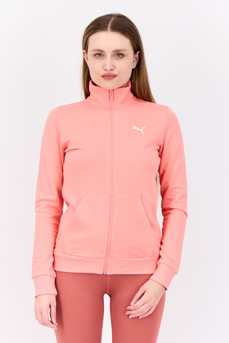 PUMA جاكيت خارجي كامل بسحاب للنساء بتصميم عادي، خوخي - Image 1