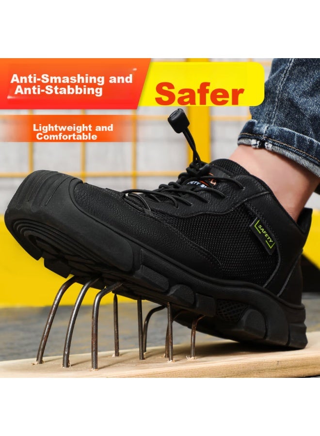 Jingtu Jingtu Safety Shoes For Men, Steel Toe Cap, Puncture-resistant, Wear-resistant, Lightweight, Breathable, Work Safety Functional Shoes 0216bk Size 42 - Image 2