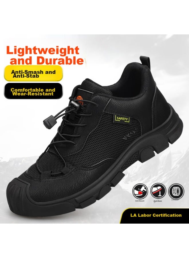 Jingtu Jingtu Safety Shoes For Men, Steel Toe Cap, Puncture-resistant, Wear-resistant, Lightweight, Breathable, Work Safety Functional Shoes 0216bk Size 42 - Image 1