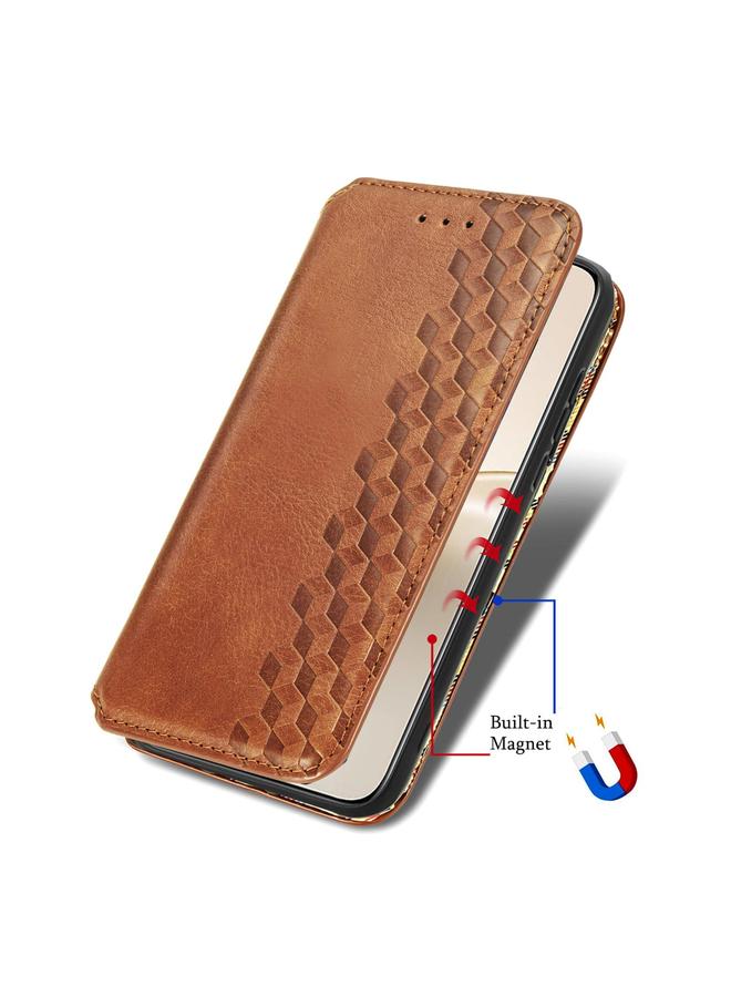 S-TOP Case For Realme 14 Pro+ Cubic Grid Pressed Magnetic Leather Phone Case - Image 5