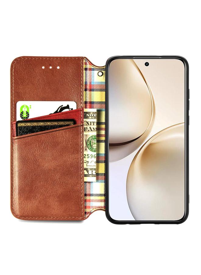 S-TOP Case For Realme 14 Pro+ Cubic Grid Pressed Magnetic Leather Phone Case - Image 3