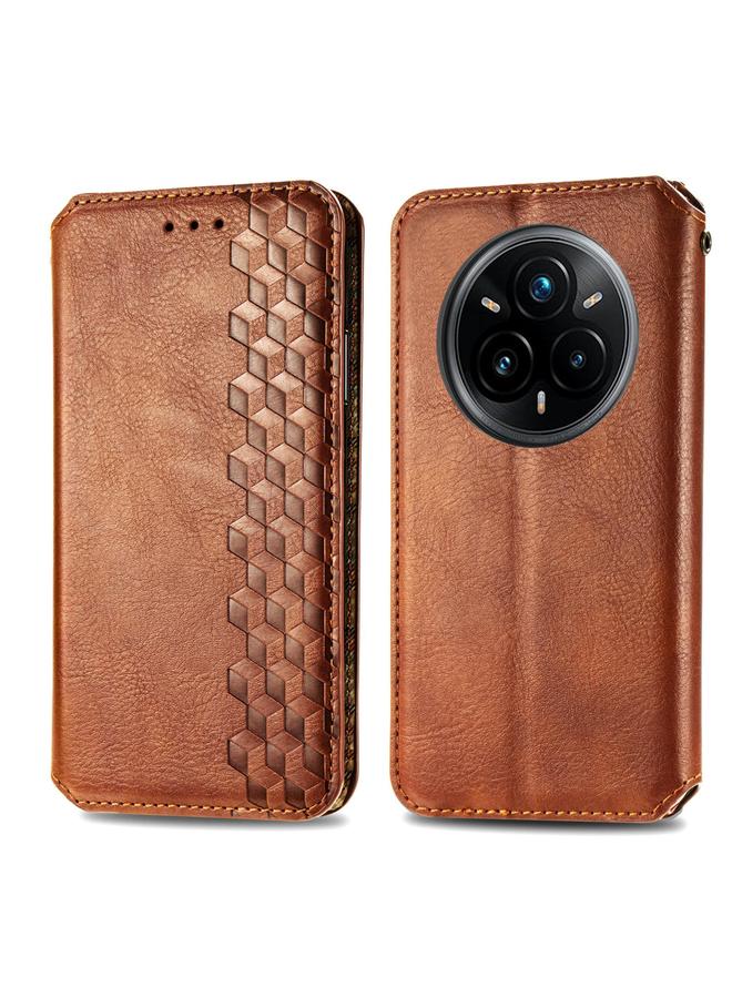 S-TOP Case For Realme 14 Pro+ Cubic Grid Pressed Magnetic Leather Phone Case - Image 2