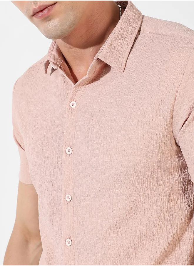 Campus Sutra Textured Casual Shirt with Buttons by Styli