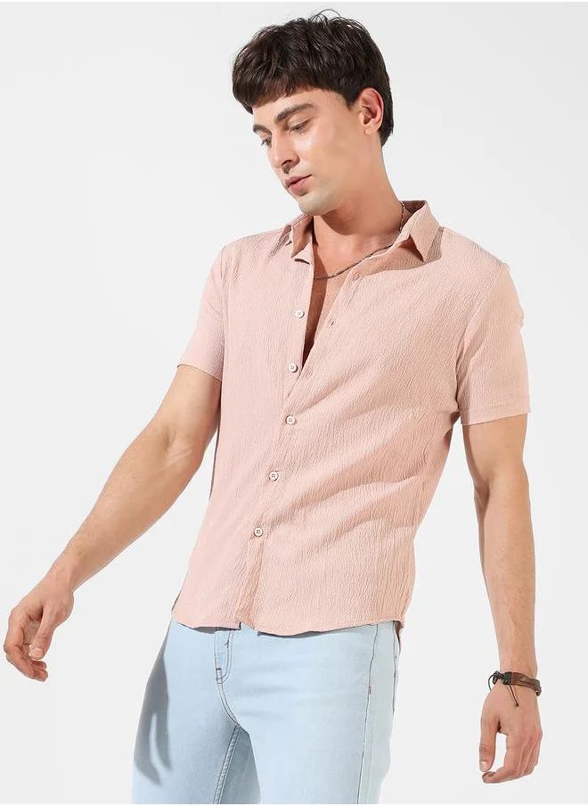 Campus Sutra Textured Casual Shirt with Buttons by Styli