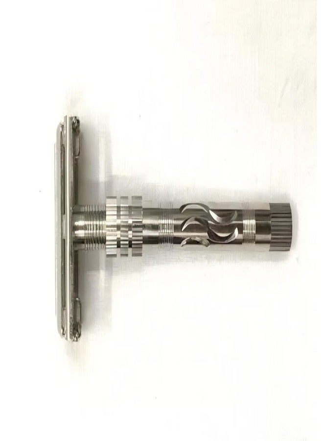 Loyalmart Men's Double Edge Smooth Safety White Shaving Razor 10 CM Long Handle (Butterfly Open Mechanism, Bestt Grip and Brass Body) - Image 3