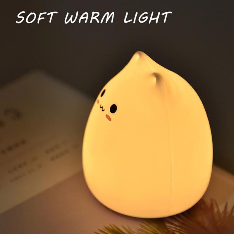 LED Color Changing Night Light Smile Cat White Silicone Soft Touch - Battery Powered One-Tap Color Switch For Kids Bedroom - Image 5