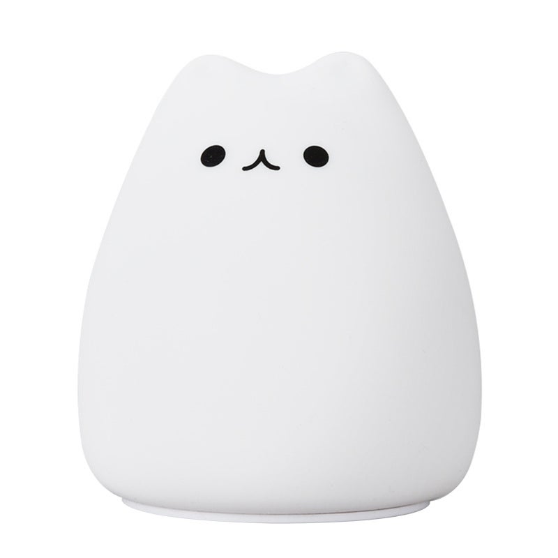 LED Color Changing Night Light Smile Cat White Silicone Soft Touch - Battery Powered One-Tap Color Switch For Kids Bedroom - Image 1