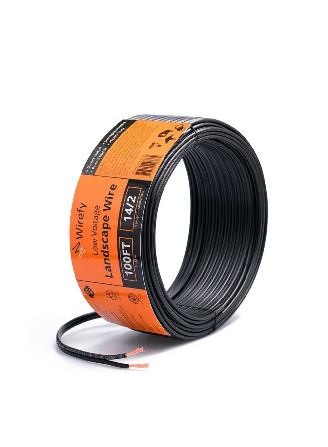 Wirefy 14/2 Low Voltage Landscape Lighting Copper Wire - 14-Gauge 2-Conductor 100 Feet - Image 1