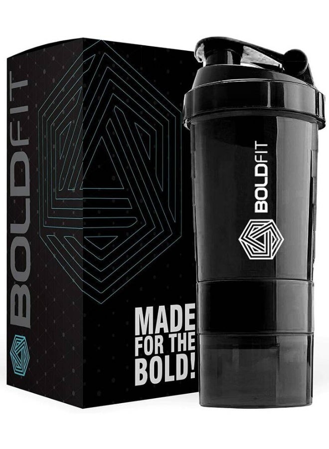 BOLDFIT BOLDFIT Spider gym bottle for protein shake with 2 Storage Compartment 500 ml Shaker  (Pack of 1, Black, Plastic)  - Image 1