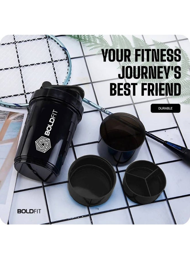 BOLDFIT BOLDFIT Spider gym bottle for protein shake with 2 Storage Compartment 500 ml Shaker  (Pack of 1, Black, Plastic)  - Image 5