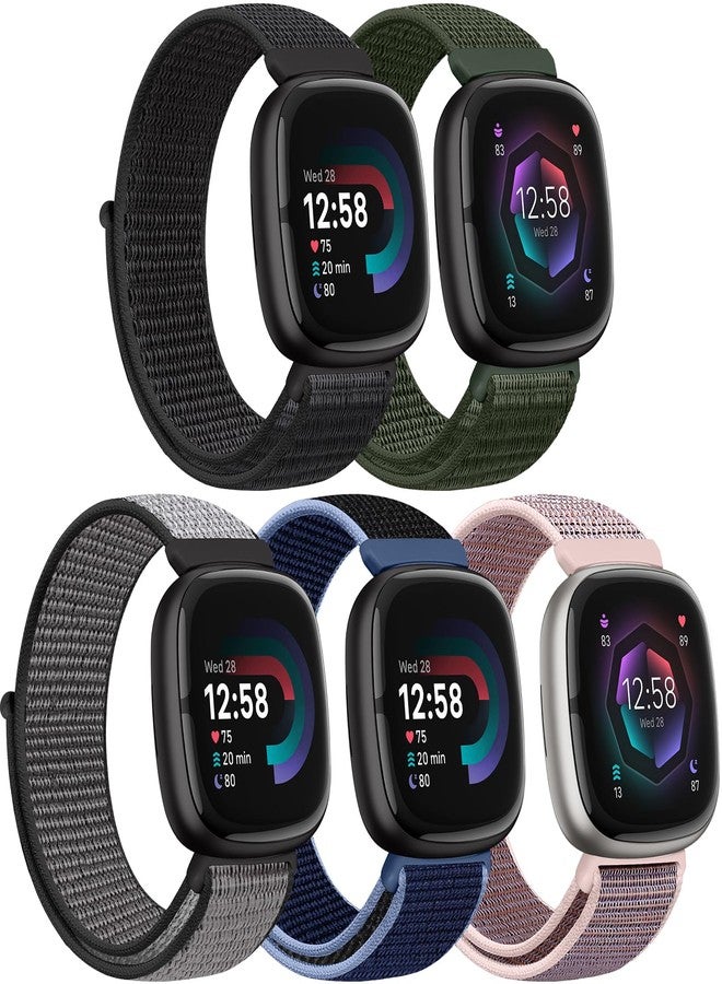 AVOD Nylon Bands Compatible with Fitbit Versa 4/Sense 2/Versa 3/Fitbit Sense, Soft Breathable Sport Adjustable Replacement Strap Women Man Wristband Accessories - Image 1