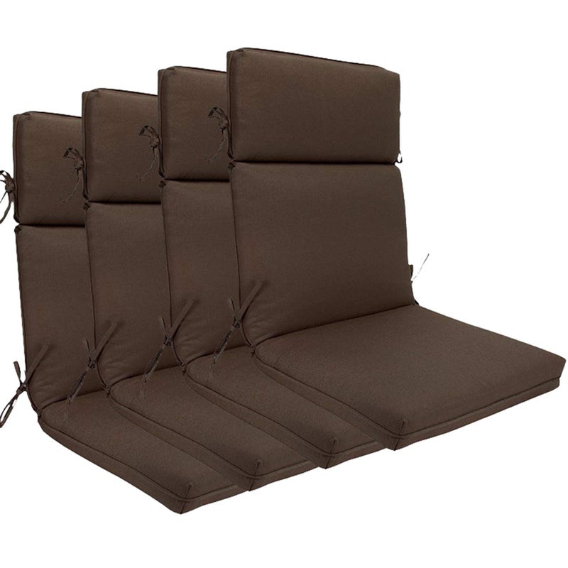 BOSSIMA BOSSIMA Indoor Outdoor High Back Chair Cushions Replacement Patio Chair Seat Cushions Set of 4 Olefin CoffeeChocolate 