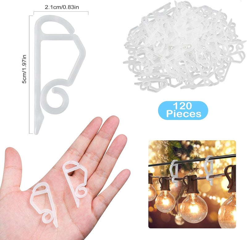 SelfTek 120 Pcs Christmas Light Clips & Hooks, Gutter C-Lips for Hanging Outdoor Holiday Li-ghts - Image 2