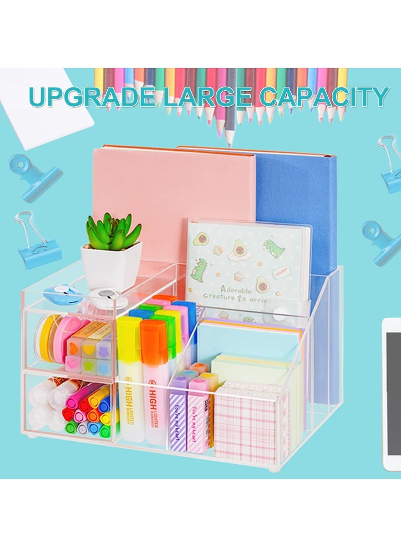 تي بي جي بي مكتب من الاكريليك من فيتفيتي، منظم اقلام شفاف للمكتب، منظم اقلام ثابت متعدد الوظائف، 8 مساحات تخزين مع درج، للمكتب/ ورق A4/ اللوازم الفنية - Image 5