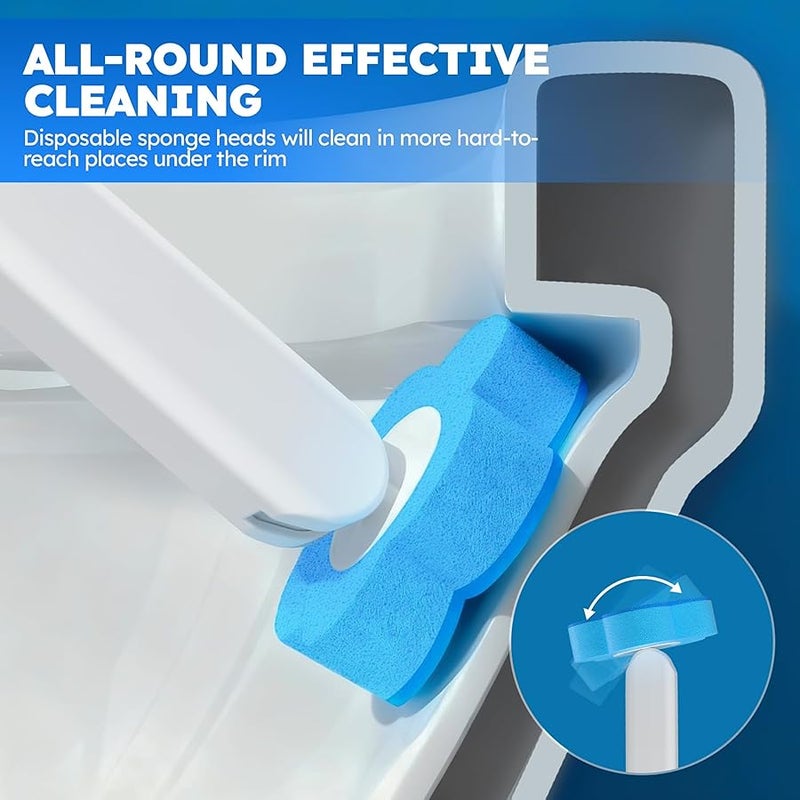 Arabest Disposable Toilet Brush 2 Pack- Toilet Bowl Cleaner, Toilet Bowl Brush, Toilet Wand with 20PCS Brush Refills for Bathroom Deep Cleaning (2 Pack, White) - Image 4