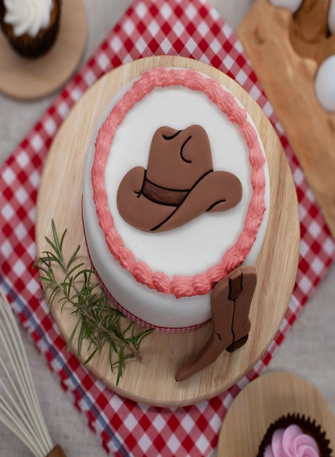 BAKERLOGY Set of 2 Cowboy Hat and Boot Cookie Cutters - Detailed Biscuit Cutter Design for Baking and Crafts, ideal on fondant, dough, clay - Image 4