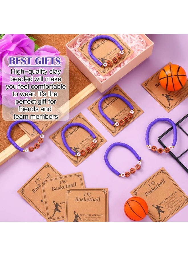 Ecation 20 Set Basketball Bracelets Basketball Gifts Sport Bracelets Team Gift Basketball Bead Bracelet with Inspirational Card for Sport Basketball Team Lovers Players Gifts, about 7.09 inches/ 18 cm - Image 5