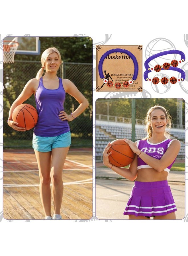 Ecation 20 Set Basketball Bracelets Basketball Gifts Sport Bracelets Team Gift Basketball Bead Bracelet with Inspirational Card for Sport Basketball Team Lovers Players Gifts, about 7.09 inches/ 18 cm - Image 4