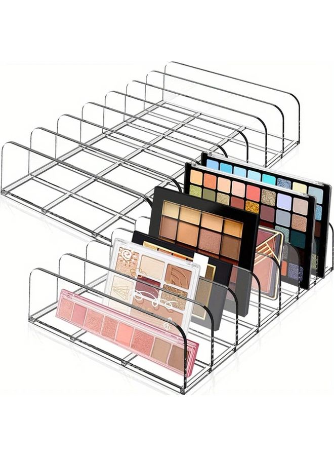 7 Section Eyeshadow Palette Makeup Organizer Large Clear Plastic Cosmetic Storage For Vanities Bathroom Countertops And Cabinets Lightweight No Installation Needed Holds Multiple Palettes - Image 3