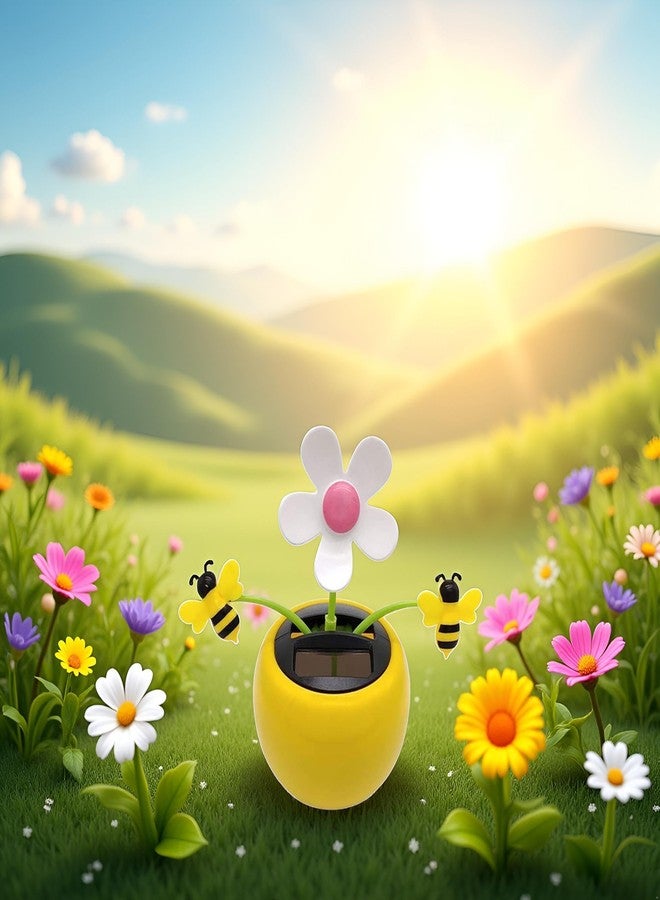 SquarezhenBo Apple Blossom Solar Dancing Flower Sunflower Toy, Figurines Ornament, Car Swinging Decoration, Windowsill Honey Bee Swing Toys and Games - Image 5