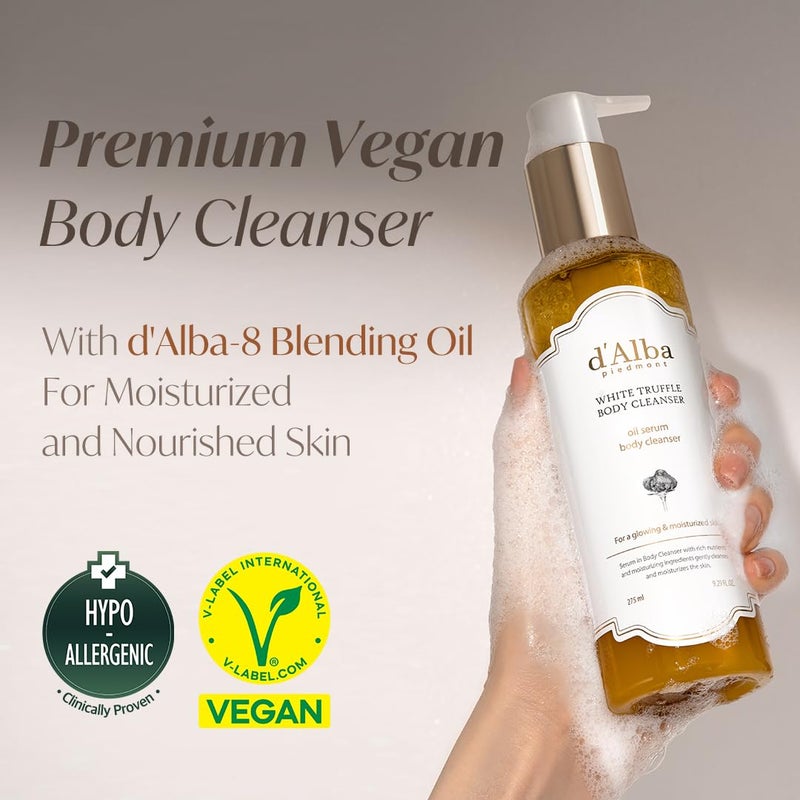 d'alba Piedmont White Truffle Oil Serum Body Cleanser 275ml, Vegan, Moisturizing and Mild Formula, Rich Gentle Lather - Image 2