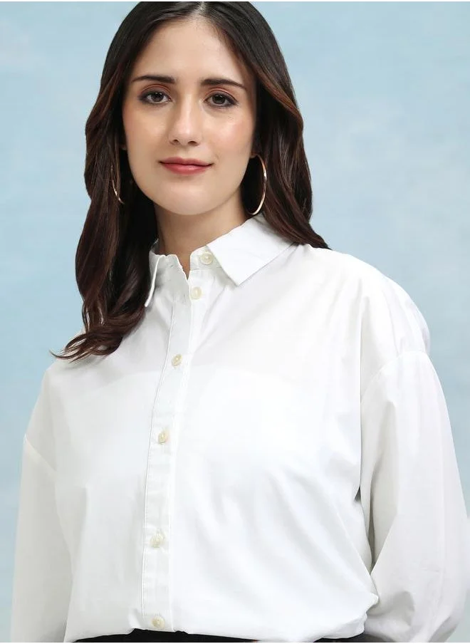 Tokyo Talkies Relaxed Fit Longline Casual Shirt by Styli