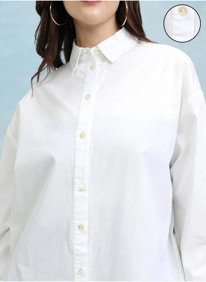 Tokyo Talkies Tokyo Talkies Relaxed Fit Longline Casual Shirt