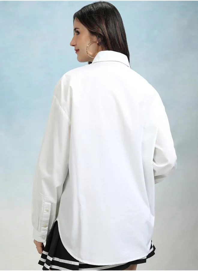 Tokyo Talkies Tokyo Talkies Relaxed Fit Longline Casual Shirt