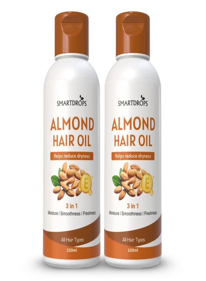 Smartdrops Almond and Vitamin E Hair Oil for Regular Hair Massage and Grooming Routine, Smooth Texture Hair Oil Suitable for All Hair Types | 100ml (Pack 2) - Image 1
