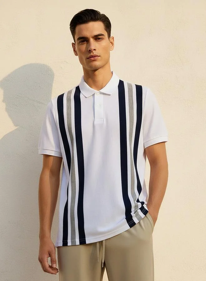 Splash FAV Men Short Sleeve Striped Polo T-shirt