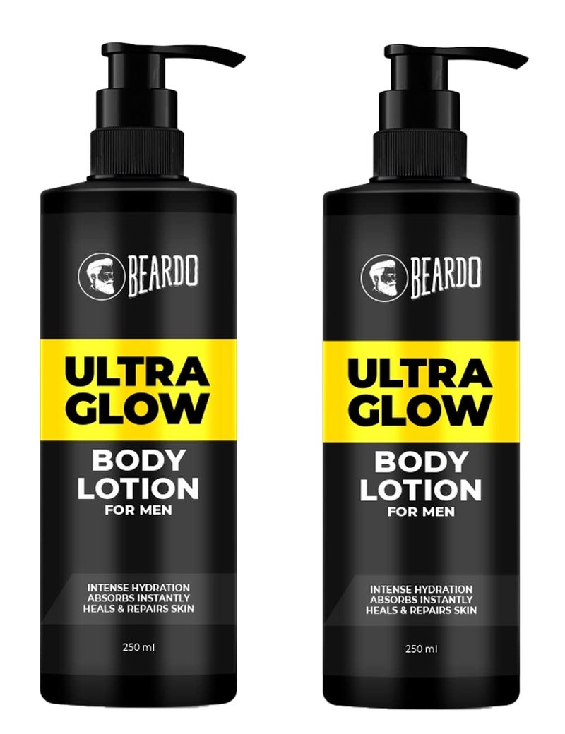 BEARDO Beardo Ultraglow Body Lotion for Mens Skin Intense Hydration for Winter Ultralight Weight Instant Absorption Heals Repairs Skin 250ml x 2 - Image 1