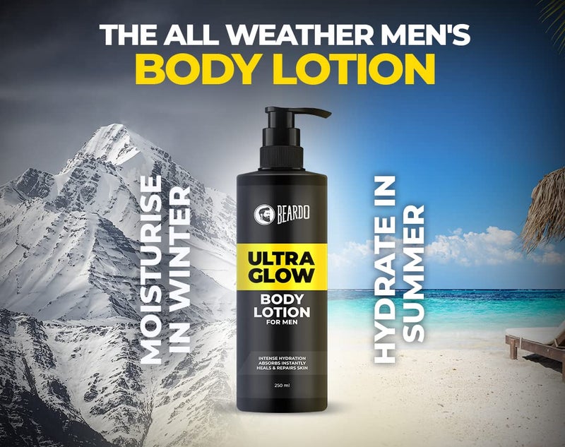BEARDO Beardo Ultraglow Body Lotion for Mens Skin Intense Hydration for Winter Ultralight Weight Instant Absorption Heals Repairs Skin 250ml x 2 - Image 5