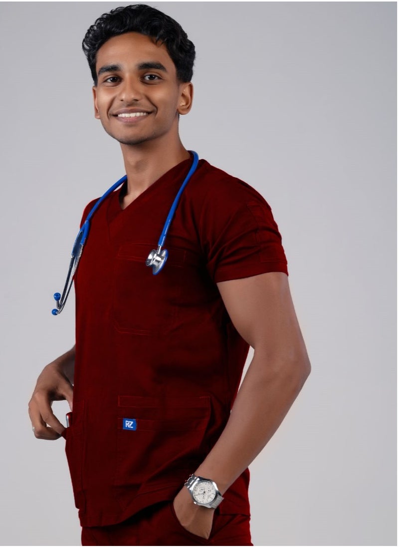 Scrub Comfortable Lycra Wine fabric with many pockets is meticulously crafted to retain its color without fading with repeated washing - pzsku/Z4E009684EC44F6E6B05FZ/45/_/1722934741/1a5511b8-50cc-4d1d-b0fd-1f5400d646ed