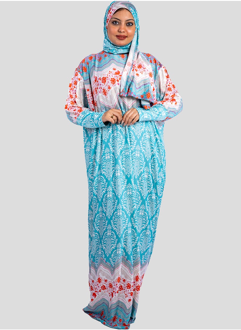 ARTLOOK - Women's abaya with a distinctive multi-colored design - loose and wide - with a hijab - Image 1