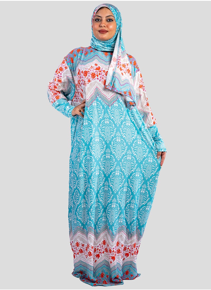 ARTLOOK - Women's abaya with a distinctive multi-colored design - loose and wide - with a hijab - Image 1