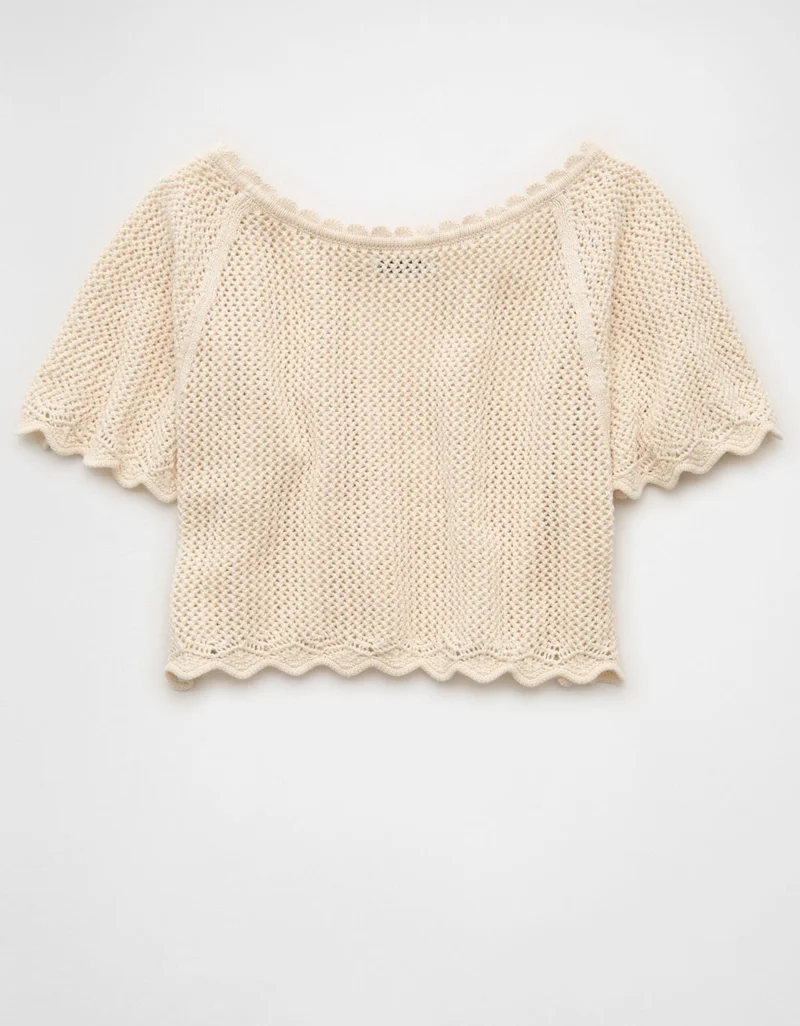 American Eagle  AE Off-the-Shoulder Crochet Tee for Women | Best Price UAE