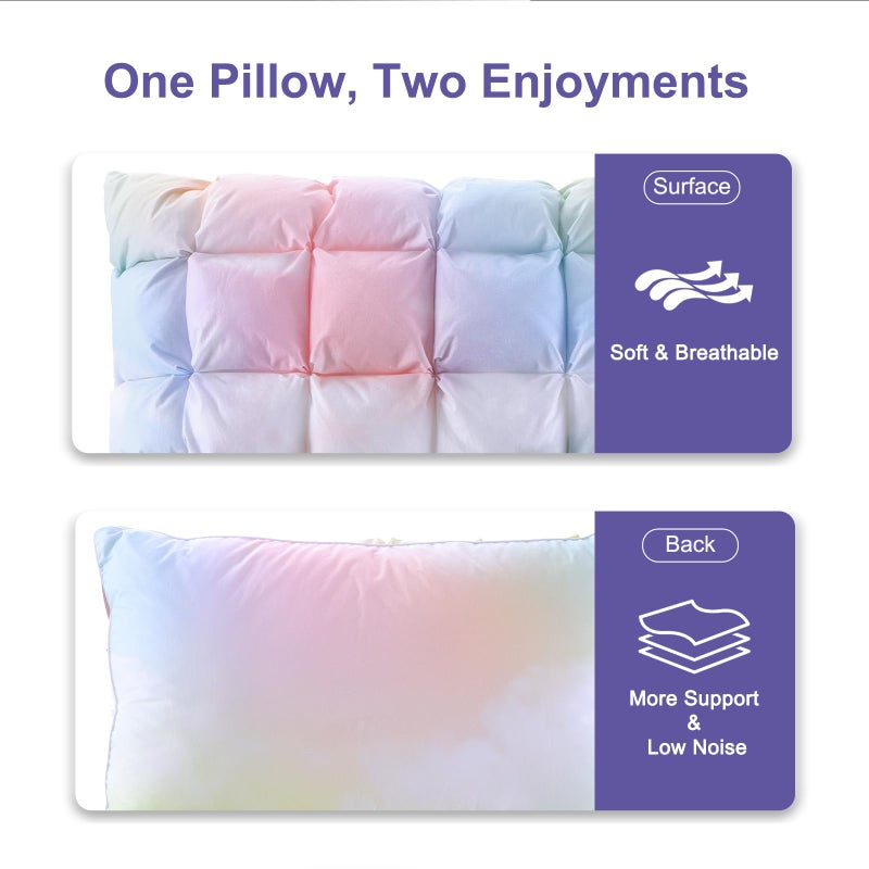 YOUR MOON Soft Pillows for Sleeping, Support Bed Pillows, Fluffy Down Alternative Pillow, Luxury Hotel Gel Pillows for Side Sleeping Standard Size (Rainbow) - Image 4