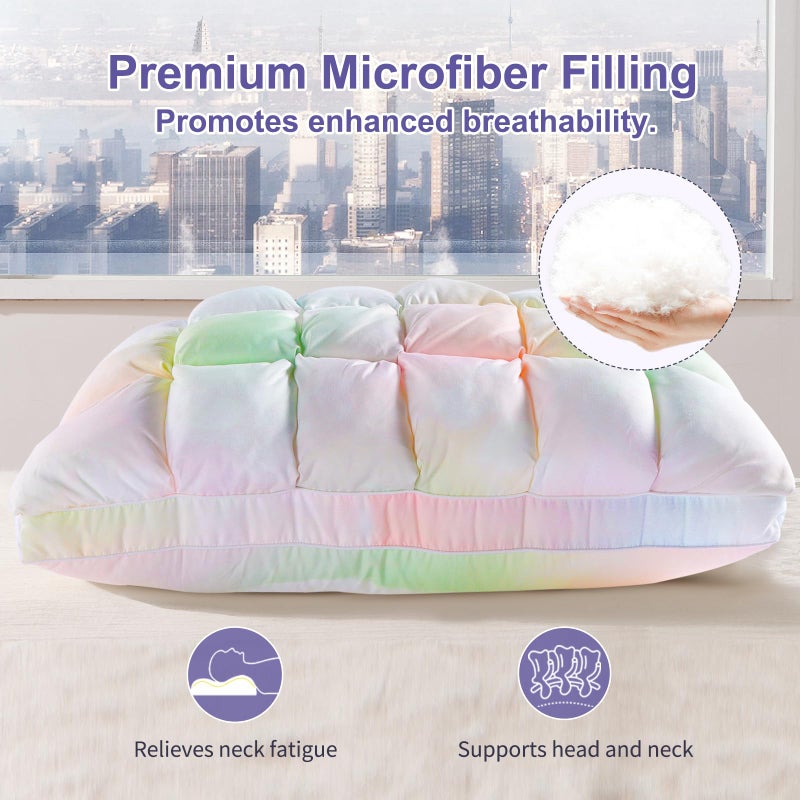 YOUR MOON Soft Pillows for Sleeping, Support Bed Pillows, Fluffy Down Alternative Pillow, Luxury Hotel Gel Pillows for Side Sleeping Standard Size (Rainbow) - Image 2