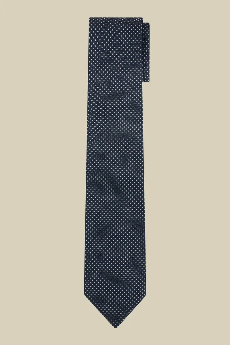 دوبل غانغر Men's micro patterned tie - Blue/White