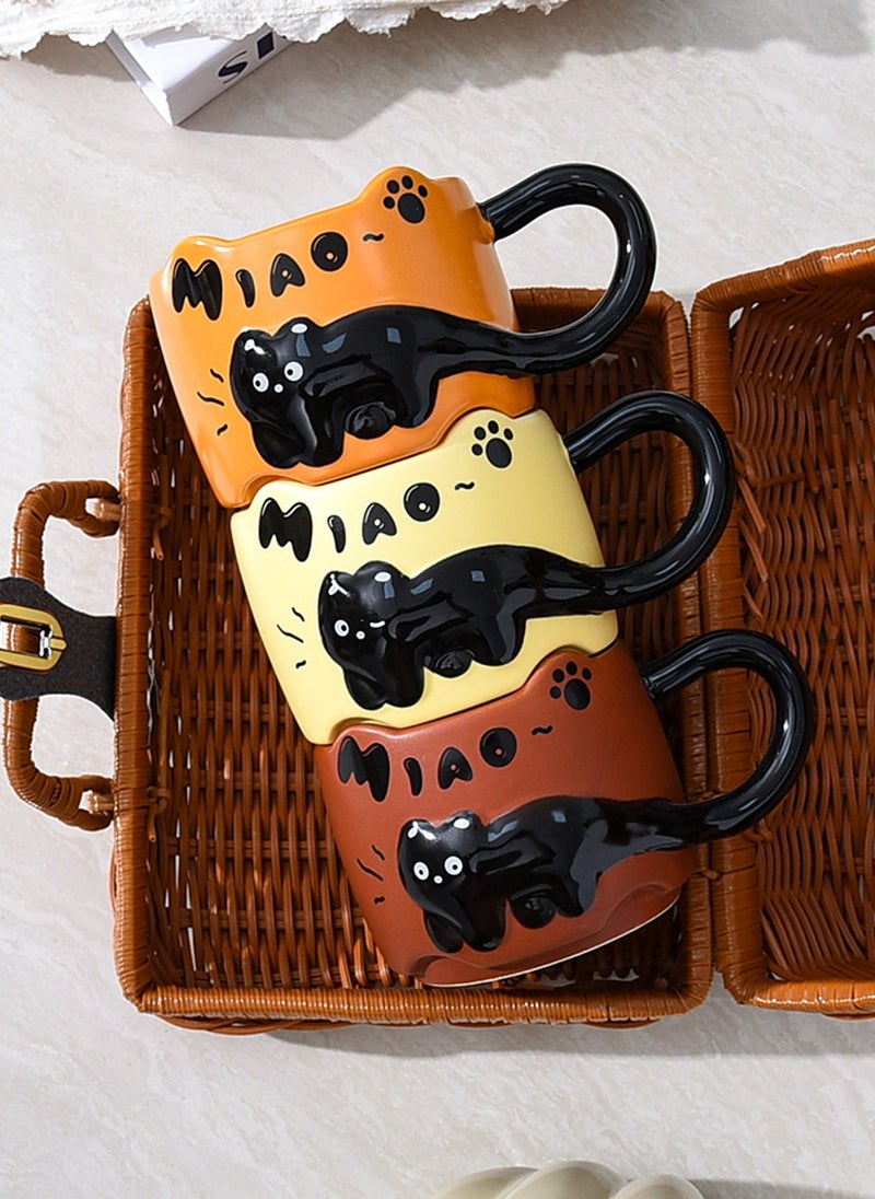 Ceramic Mug, Cute Little Black Cat, For Coffee Tea Cold Drinks, Microwave & Dishwasher Safe, 380Ml - Image 4