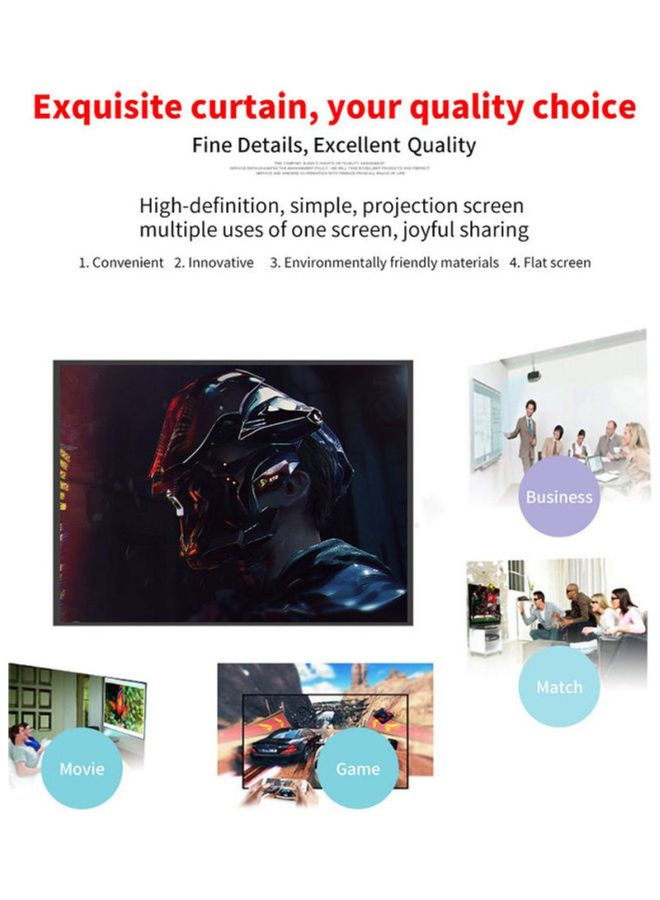 84-Inch Office HD Curtain For Projector Video With Hooks White/Black - Image 5