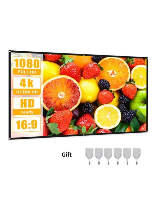 84-Inch Office HD Curtain For Projector Video With Hooks White/Black - Image 2