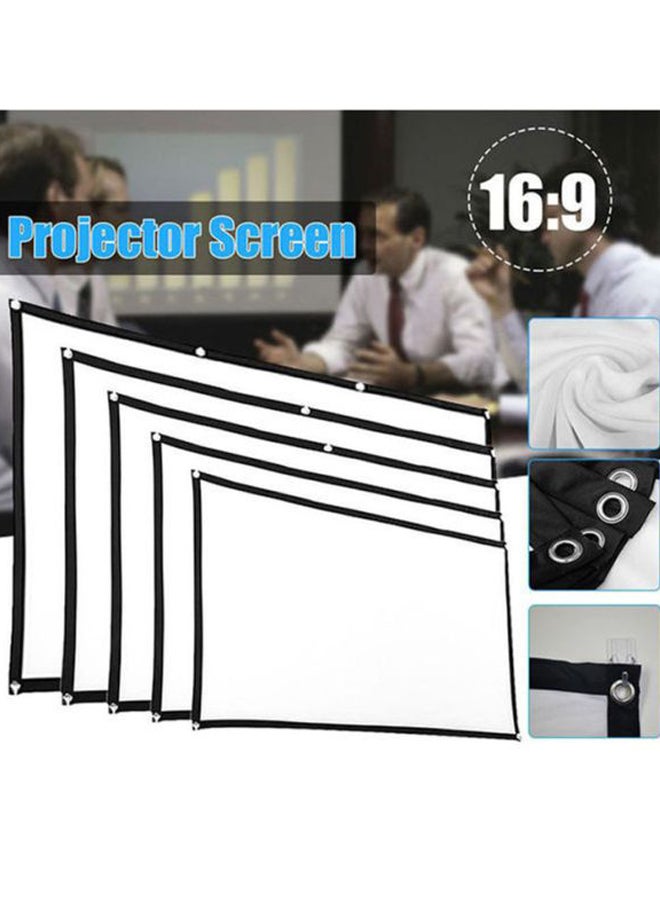 84-Inch Office HD Curtain For Projector Video With Hooks White/Black - Image 4