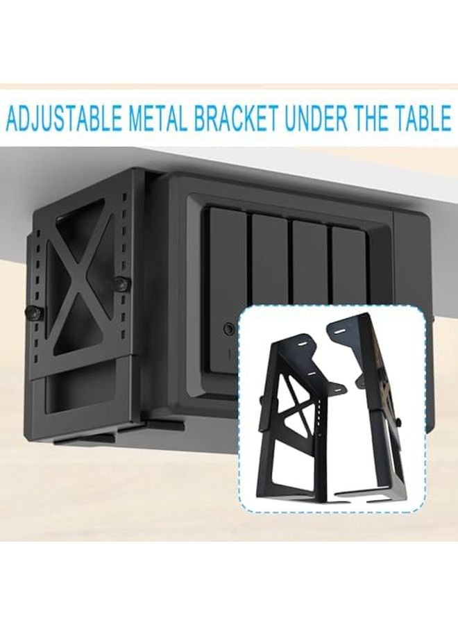Under Desk Adjustable CPU Mount Metal Frame Bracket with Height Swivel Base - Image 3